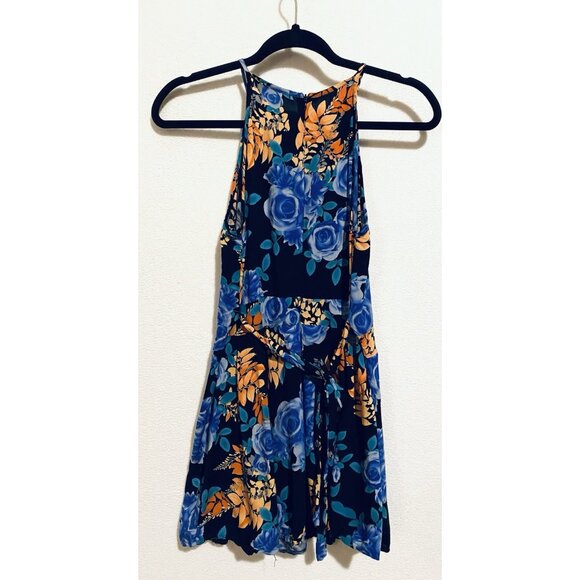 Zara Dress Womens Large Floral Halter Belted Mini Flowy Feminine Flirty Boho - Picture 4 of 5